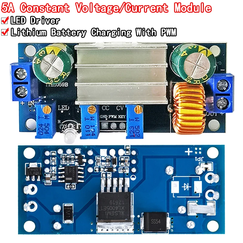Proteção Automática! 5A Max DC-DC XL4005 Step Down Buck Módulo de fonte de alimentação Placa de carga de lítio CC/CV ajustável para Arduino