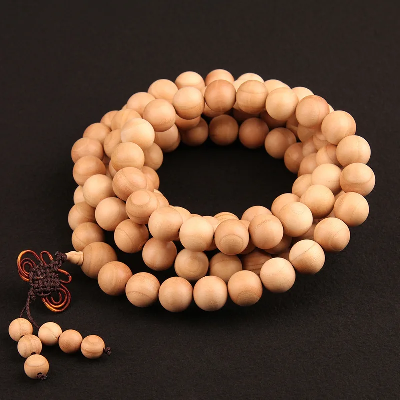 

Natural Old Peach Wood Rosary Bracelet108Beads Pieces6-20mmPrimary Color Unpainted Wooden Necklace for Men and Women