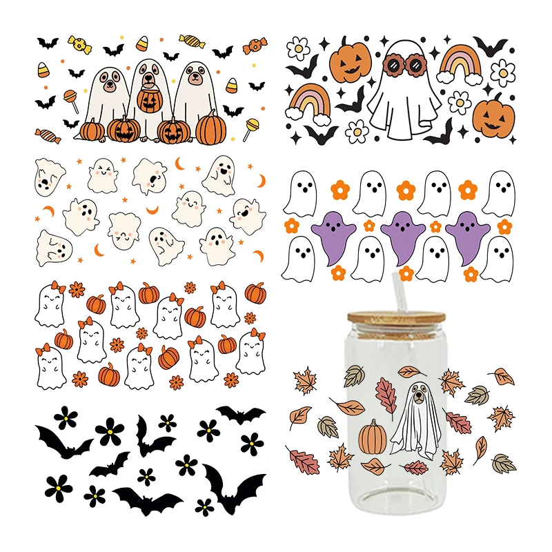 Halloween UV DTF Transfer Sticker Spooky Season For The 16oz Libbey Glasses Wraps Bottles Cup Sticker DIY Waterproof D3778