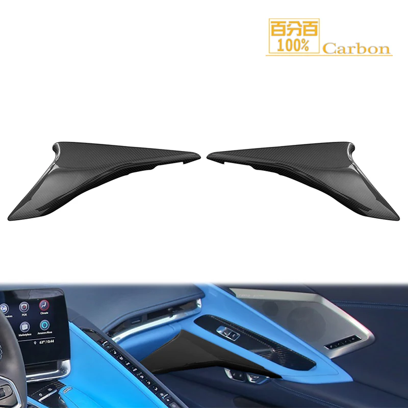 

For Chevrolet Corvette C8 Z51 Z06 2020-2023 Real Dry Carbon Fiber Car Interior Door Handle Panel Armrest Cover Trim