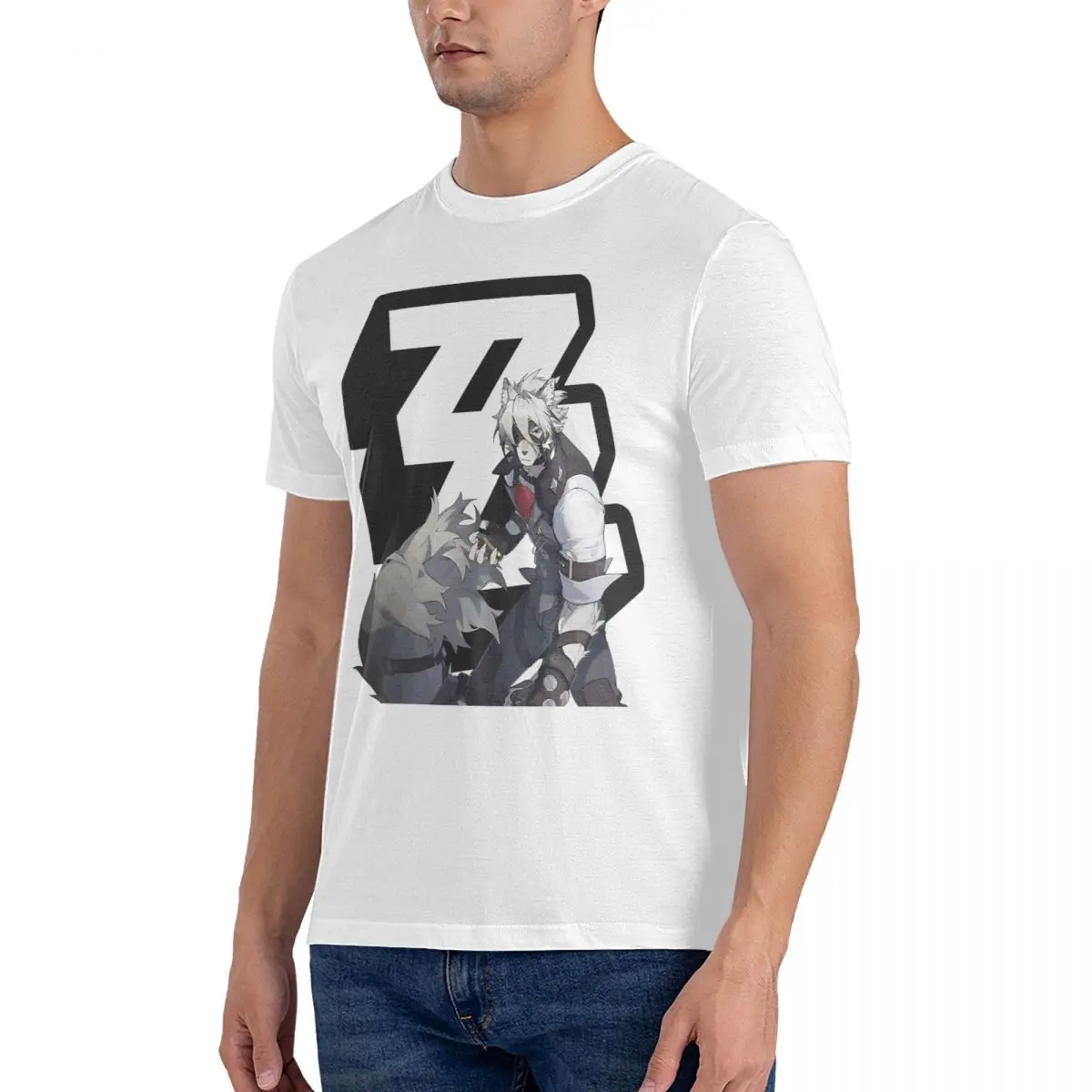 ZZZ Von Lycaon T-Shirt for Men Zenless Zone Zero Amazing Cotton Tees Crewneck Short Sleeve T Shirts Printed Clothes