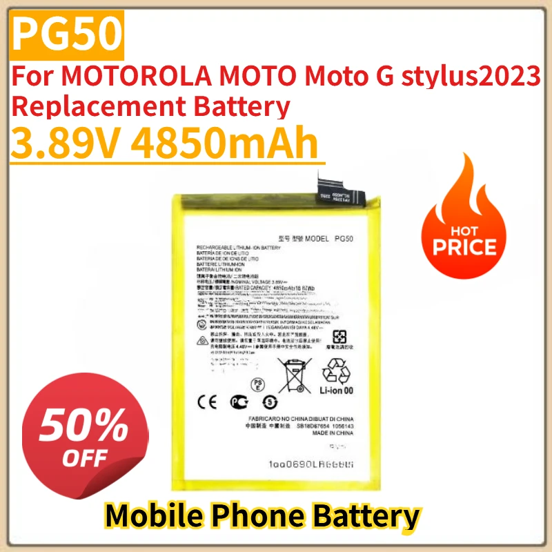

New High Quanlity PG50 Mobile Phone Battery 3.89V 4850mAh For MOTOROLA MOTO Moto G stylus2023 Replacement Battery