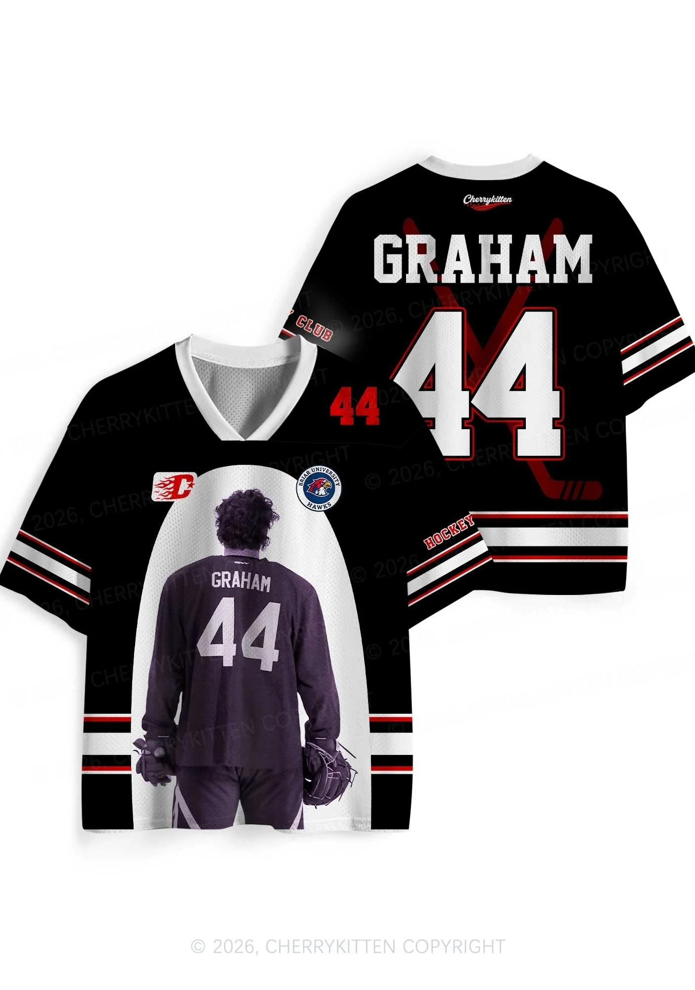 Off Campus Graham Jersey Size 44 Character Print Briar U Booktok V-neck Mesh Short Sleeved for Adults and Children