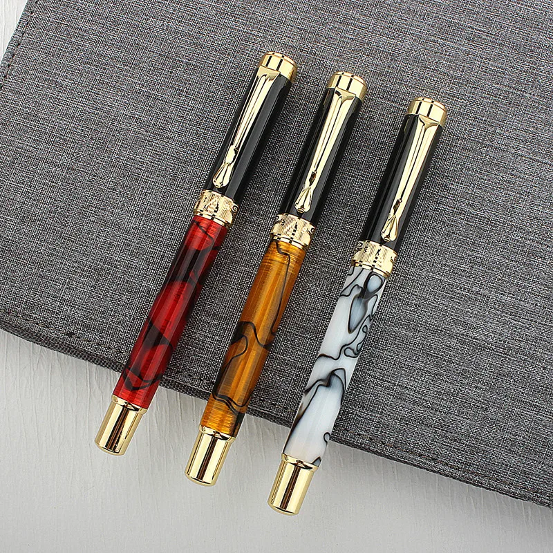 New Arrival Full Luxury Metal Acrylic Brand Roller Ballpoint Pen Business Men Signature Writing Pen