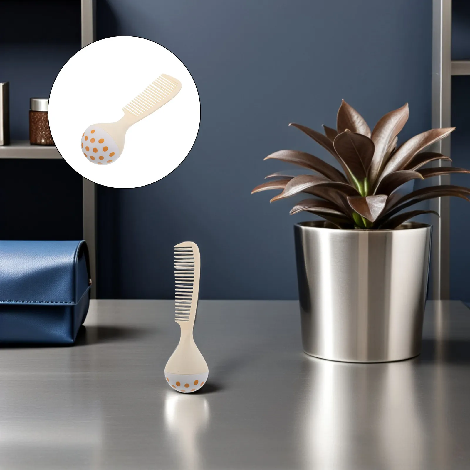 Self-Standing Pocket Hair Comb for Women Elegant Beige Fine Tooth Anti-Static Scalp Massage Travel Styling Comb Compact Handbag