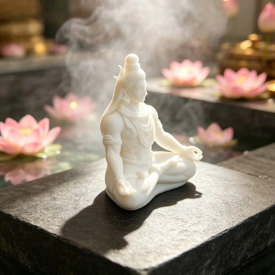 Hindu God Shiva Statue Meditation Pose PLA Figurine Yoga Room Desktop Decor Diwali Religious Ornament Study Room Decoration