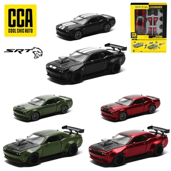 CCA 1/36 Dodge Challenger SRT Hellcat assemblato modificato modello di auto giocattolo per ragazzi bambino pressofuso in metallo ruote libere collezione regalo
