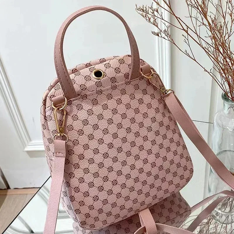 Shoulder backpack Ladies\' Fashion bag Pink spots Female Daily Shopping