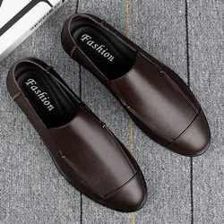 Classic Brand British Style Brown Men's Flat Shoes Office Men's Business Shoes Daily Commuting Men's Leather Casual Shoes