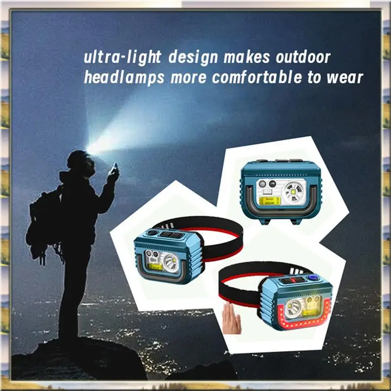 DHDL LED Head Light Motion Sensor Headlight USB Rechargeable 3 Light Source Fishing Lantern Mini Head Emergency Flashlight