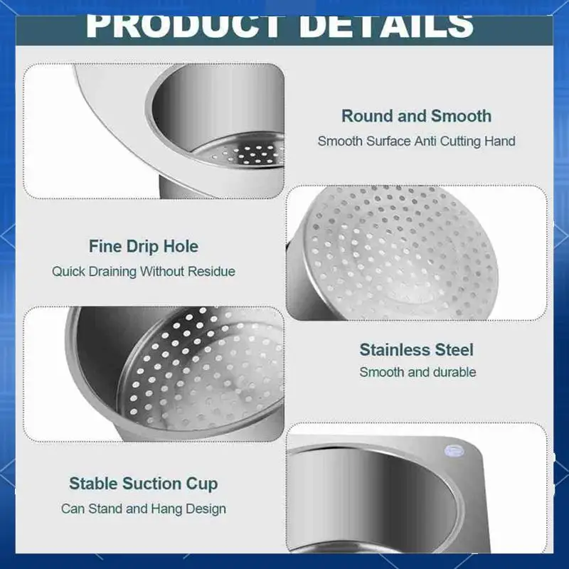 

AA77 Stainless Steel Swan Sink Strainer Basket, Stainless Steel Sink Filter Basket, Swan Sink Food Strainer Basket