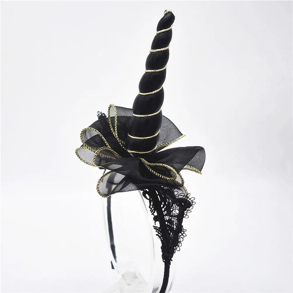 Unicorn Cat Ear Hairband with Iron Frame and Lace Trim for Party, Photo Prop, Daily Fashion