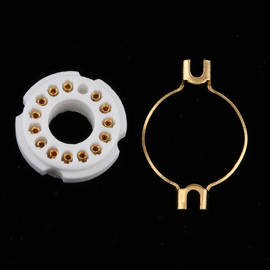 14 Pin Ceramic Multi Mount Vacuum Tube Socket, PCB Mounting Base Gold Plated