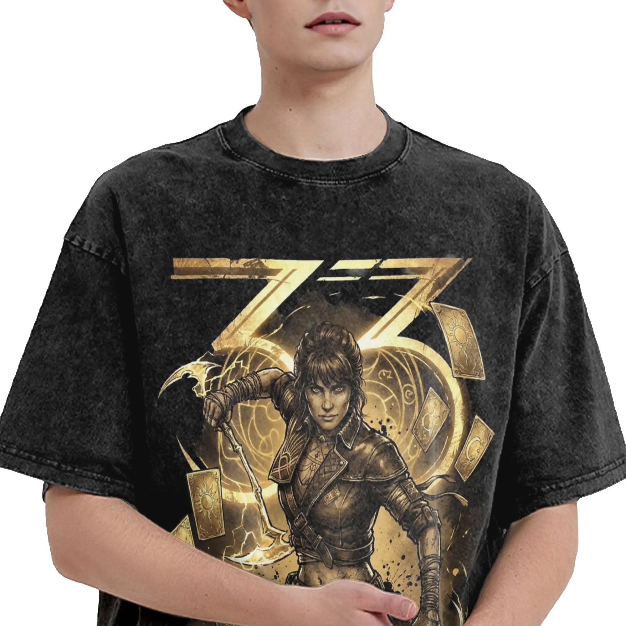 Washed T Shirt Clairs Obscurs Expedition 33 Sciel T-Shirts Street  Streetwear Cotton Printed Tops Tees Men Women