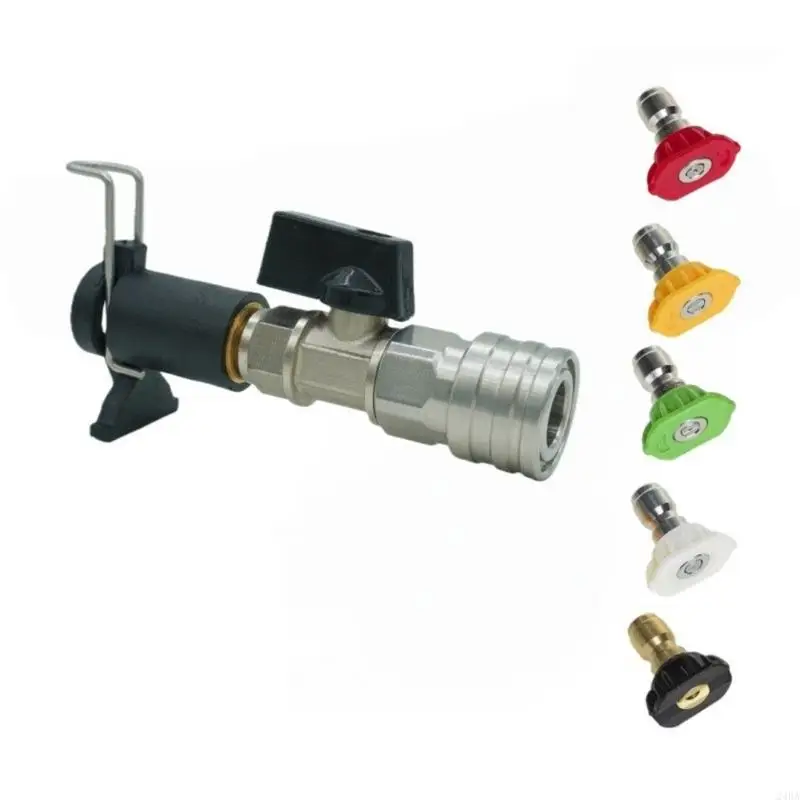 Pack Of 5 Color Nozzles With 1/4 Inch Quick Connecting And Ball Valves For High Pressure Washer Accessories