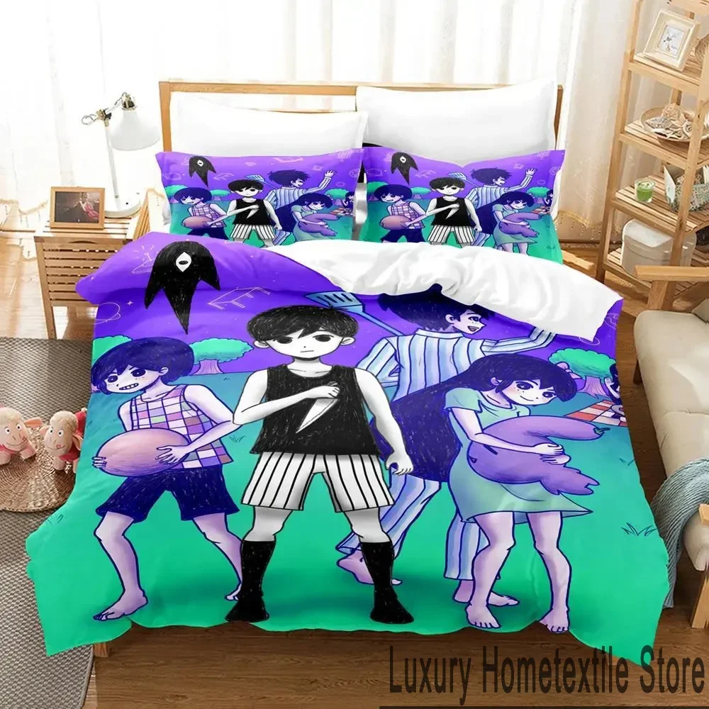 3D Print Anime Omori Bedding Set Boys Girls Twin Queen King Size Duvet Cover Pillowcase Bed boys Adult Home Textileextile