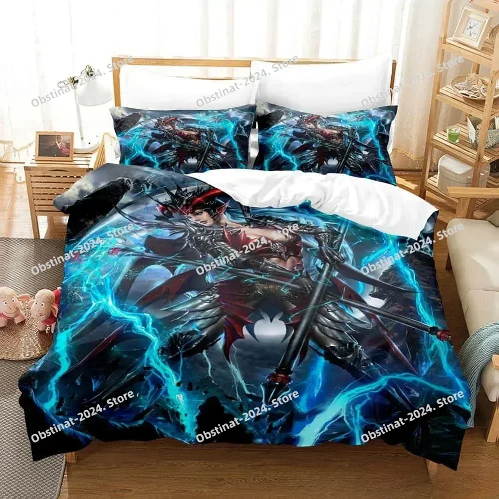 Fashion Anime Black Summoner 3D Print Comforter Bedding Set,Duvet Cover Quilt Cover Pillowcase,King Queen Size Bedding Set Kid