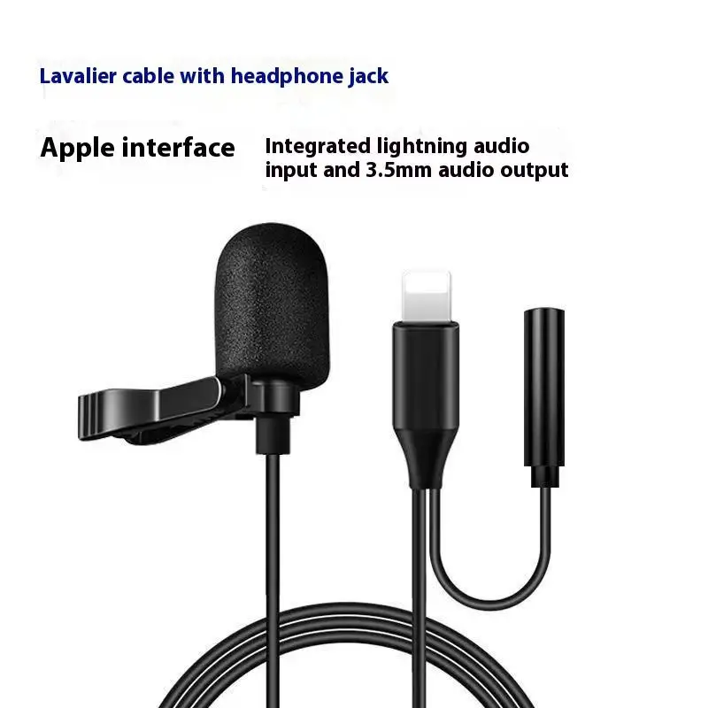 Lavalier Microphone For Mobile Phones Live Video SLR Cameras, Karaoke Recording Interviews Noise Reduction Anchor Microphone