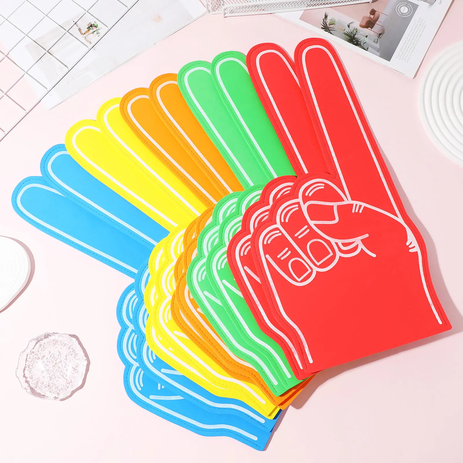 

Набор из 10 пенных пальцев для болельщиков, большие, многоразовые, для футбольных матчей и спортивных мероприятий, яркие, для создания шума