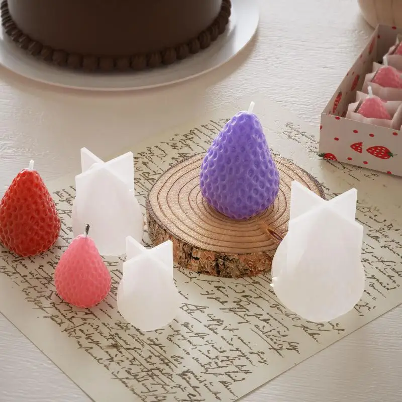Wiederverwendbare Silikonform in Erdbeerform, 3D-Aromatherapie-Kerzenwachsform, DIY-Kerzen- und Seifenform für alle Könnensstufen – Detail 5