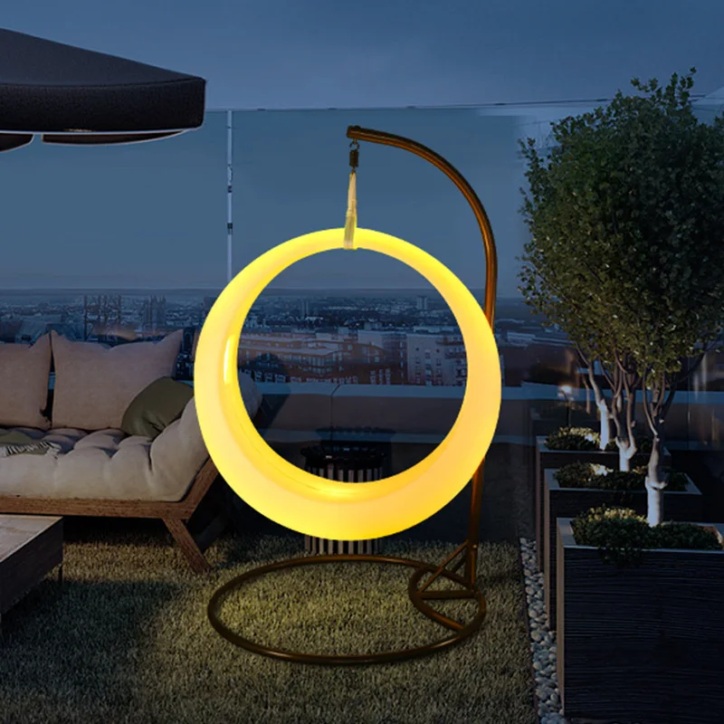 LED illuminated moon swing, outdoor children's playground, leisure family-friendly  , shopping mall, park, solar hanging chair
