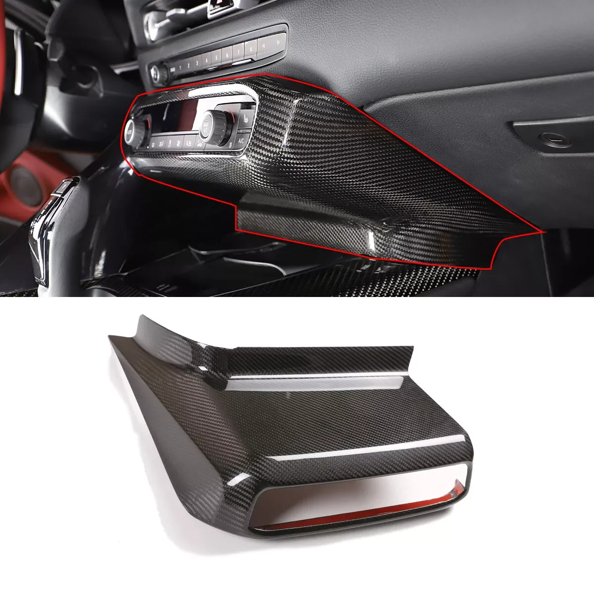 Real Carbon Fiber Center Console Panel Trim Cover For Toyota Supra A90 2019-2021