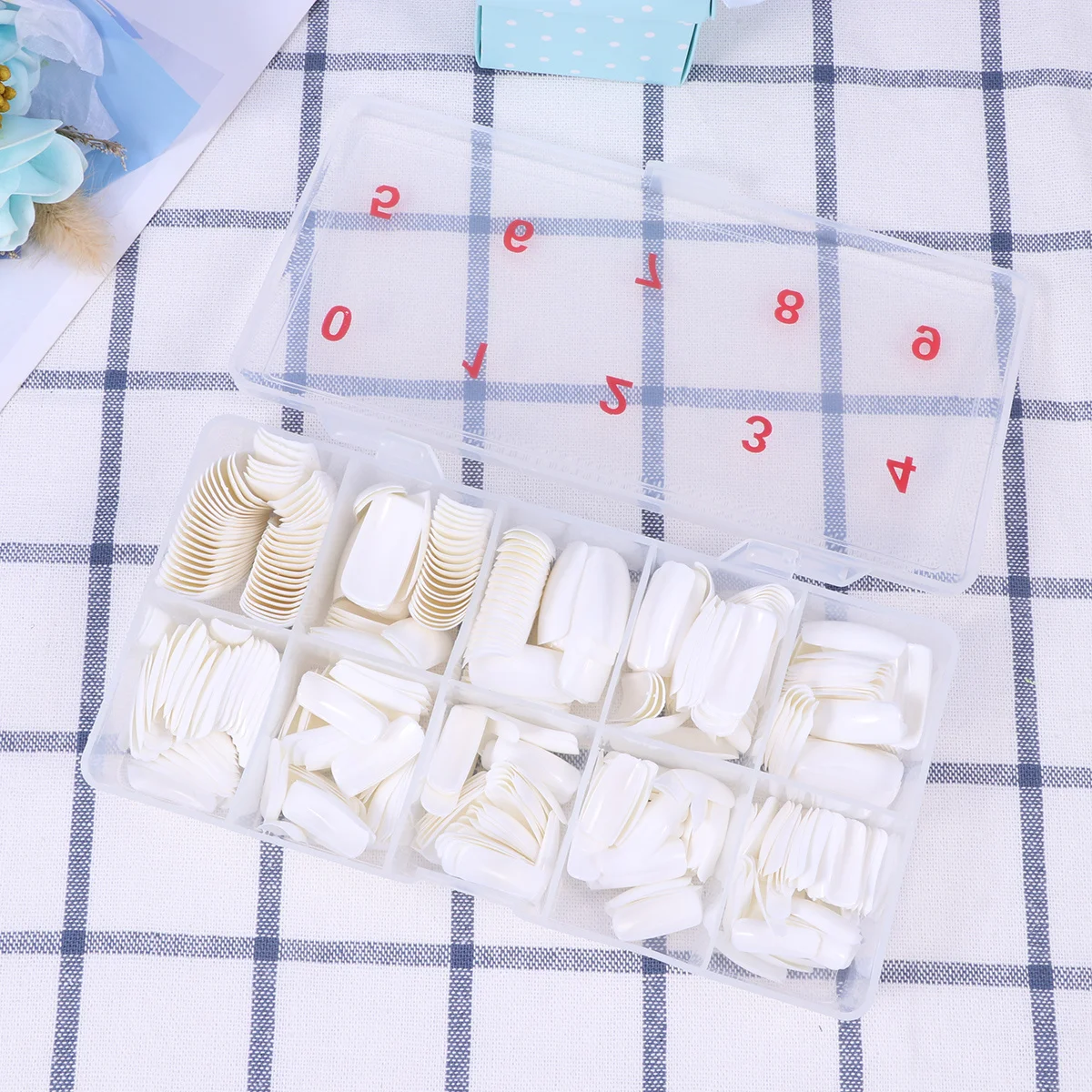 เล็บปลอมแบบเต็มเล็บ 500 ชิ้น 10 ขนาด ตัวเลข 0-9 พร้อมใช้งาน ทำจากวัสดุ ABS น้ำหนักเบา ทนทาน อุปกรณ์ทำเล็บ DIY สำหรับงานปาร์ตี้