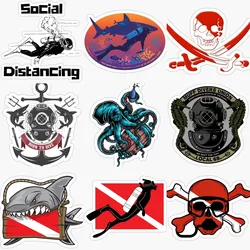 Scuba Diving Diver Flag Skull Sticker Motorcycle Car Accessories Camper Laptop Wall Room Truck Window Bicycle Glass Helmet Decal