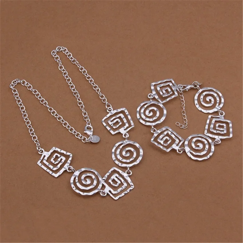 925 Sterling Silver fine classic thread bracelets neckalce for women charms Fashion Party wedding Jewelry sets Christmas Gift