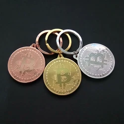 Creative Crafts Bitcoin Virtual Coin Key Chain Commemorative Coin Bitcoin Metal Keychain Jewelry Gifts