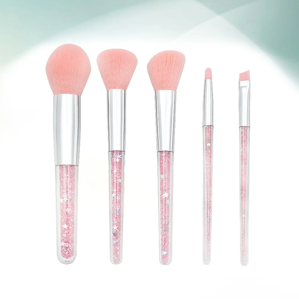 5 pcs Makeup Brush Set Premium Dense Bristles No Shedding Brushes For Liquid Foundation Powder Eyebrow Woman