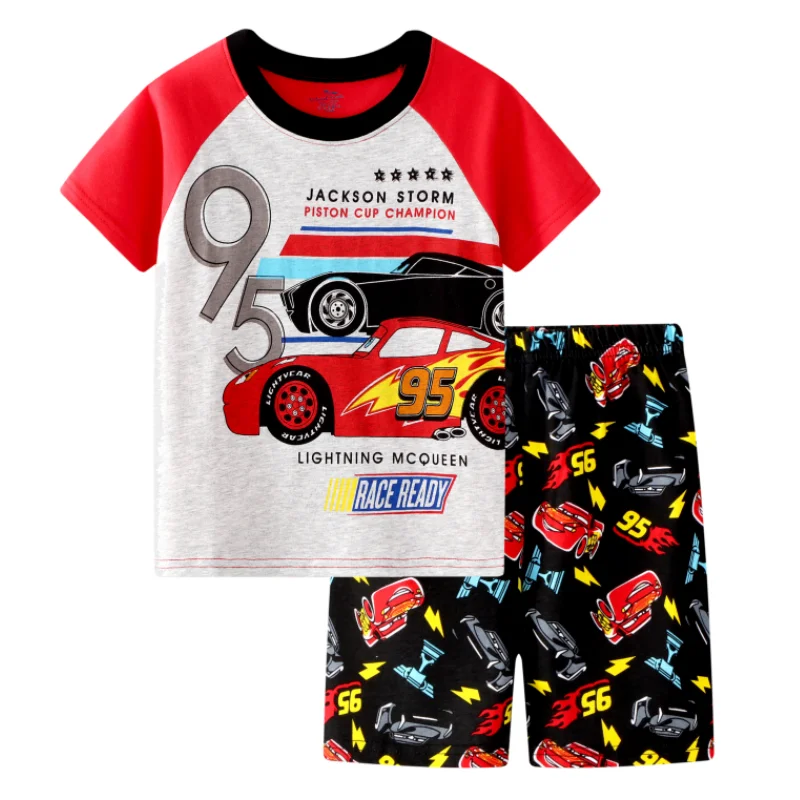 Hot Short sleeved Pajama and pajama suit Cars Lightning McQueen kids Sleepwear Cotton Nightwear Clothes Pajamas Sets Gift