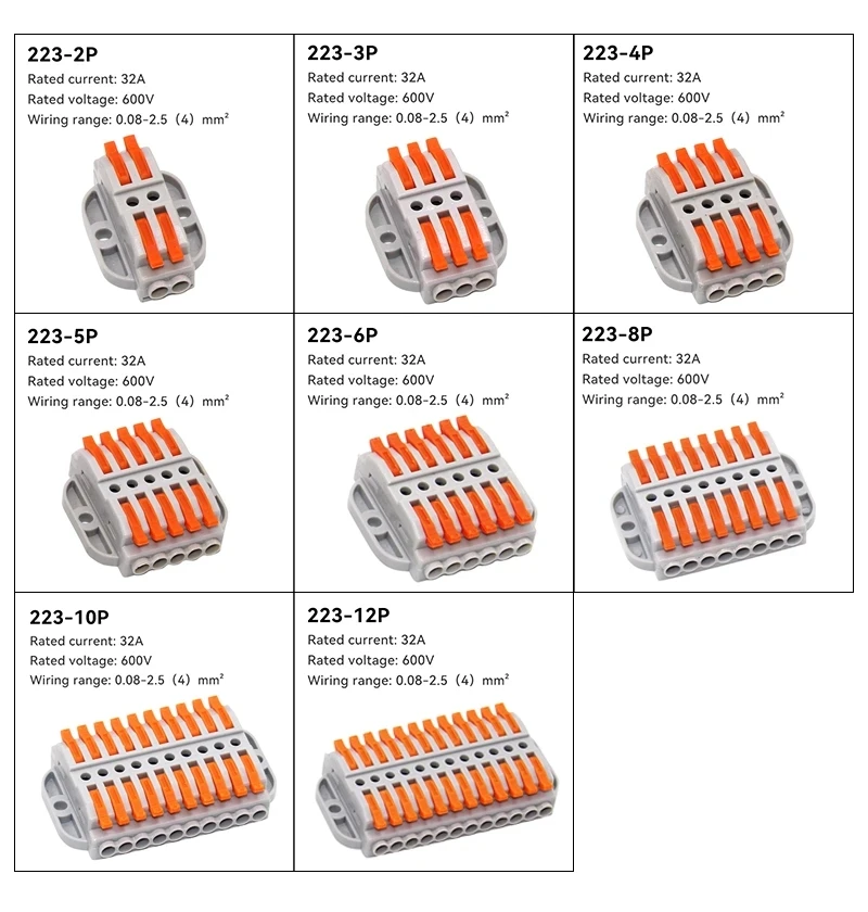 Mini Quick Wire Conectores, Universal Compact Household Wires, Splicing Push-in Bloco Terminal com Furo de Fixação, 1 Pc