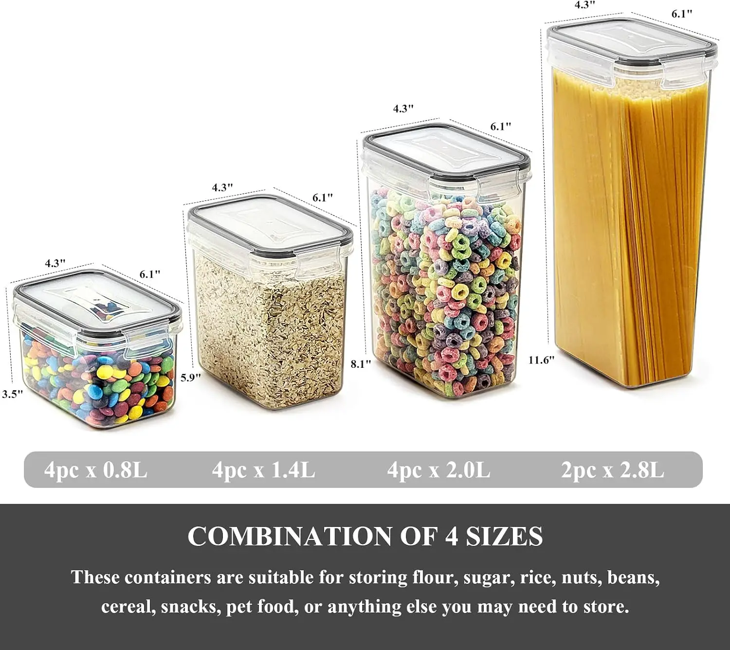 Airtight Food Storage Containers 14PC Plastic Kitchen Pantry Set with Labels & Pen