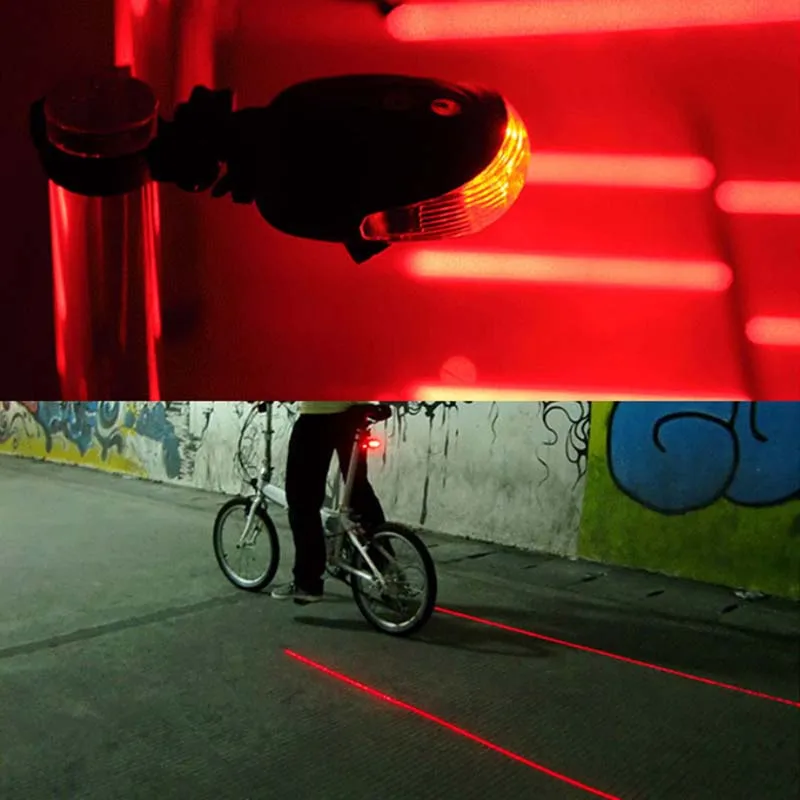 Luz trasera LED para bicicleta 5 LED + 2 láser noche MTB bicicleta de montaña luz trasera seguridad impermeable ciclismo advertencia Flash lámpara BC0046