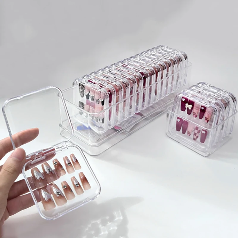 Nail Art Storage Box Transparent Wearing Armor Organizer Holder Empty Showing Box Dustproof Exquisite False Nails Display Case