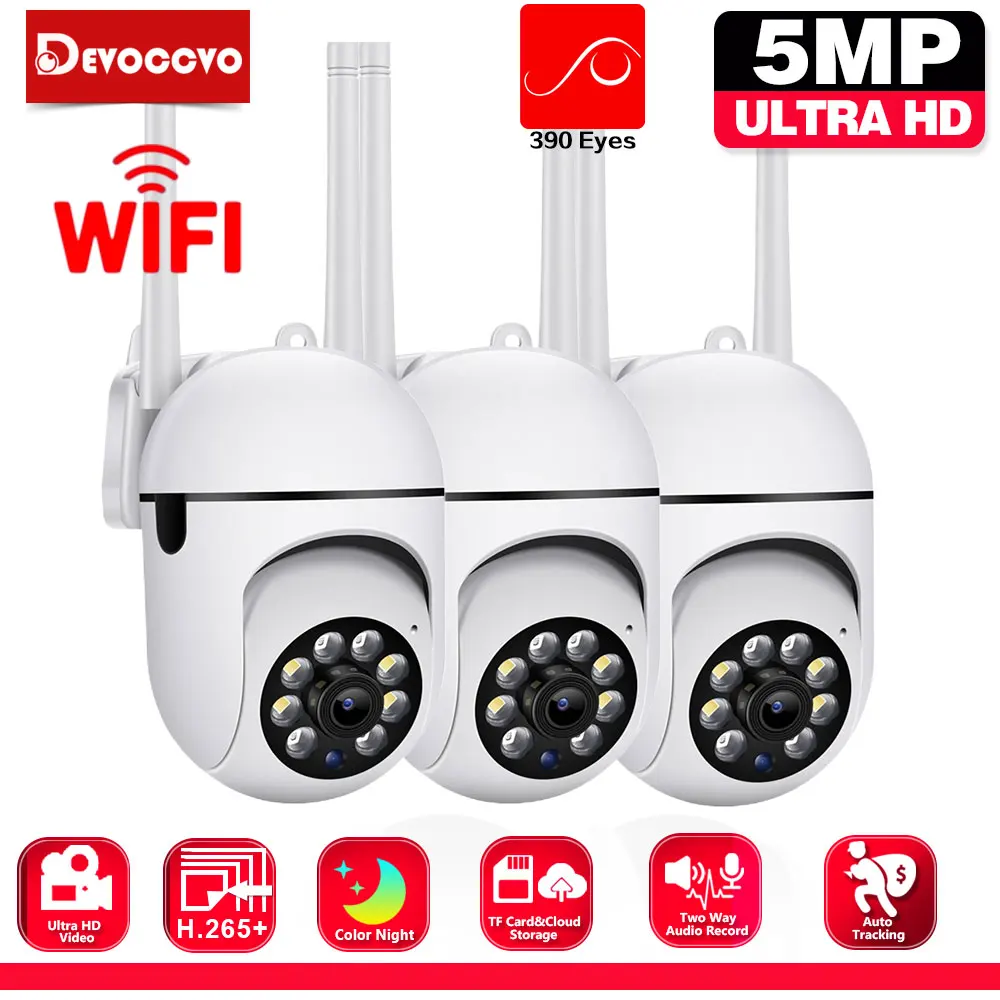 

5-мегапиксельная Wi-Fi PTZ-камера видеонаблюдения для дома с цветным ночным видением, интеллектуальным автотрекингом, беспроводная, для видеонаблюдения, радионяня, камера безопасности