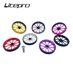 JKLitepro 412 Folding Bicycle Easy Pushing Wheels Large Size 100MM Diameter Extension Rod Easy Wheel Aluminum Alloy For Brompton