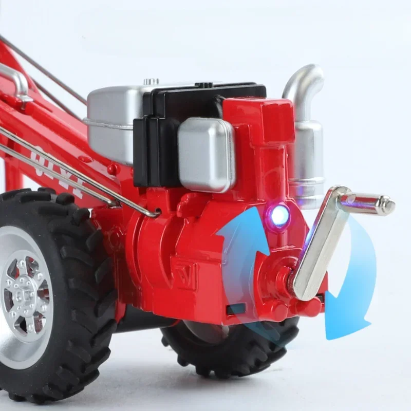 Modelo de Tractor de aleación fundido a presión a escala 1:16, vehículo agrícola con luz de sonido, adornos de colección Retro, regalo de coche para niños