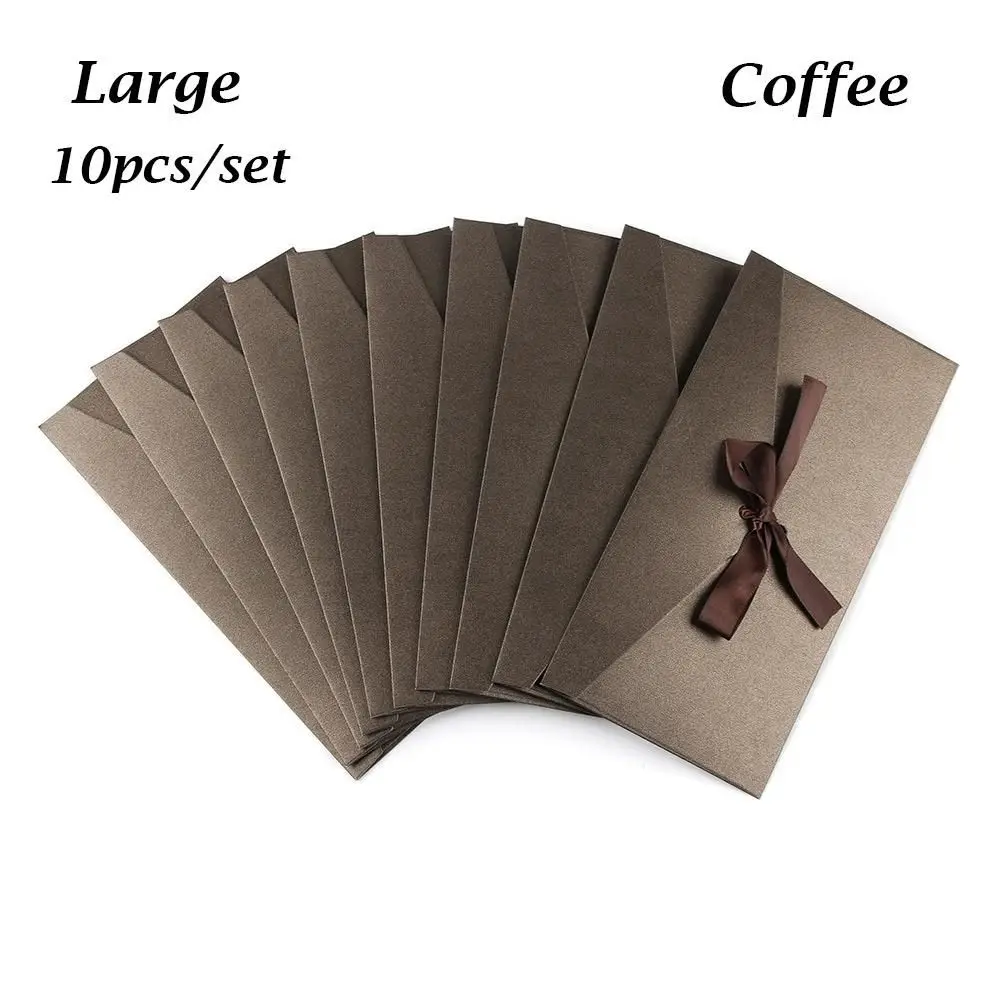 

10 шт./компл., свадебные приглашенные креативные разноцветные ленты с бантом, почтовая программа, перламутровый бумажный конверт, сумки для поздравительных открыток, конверт