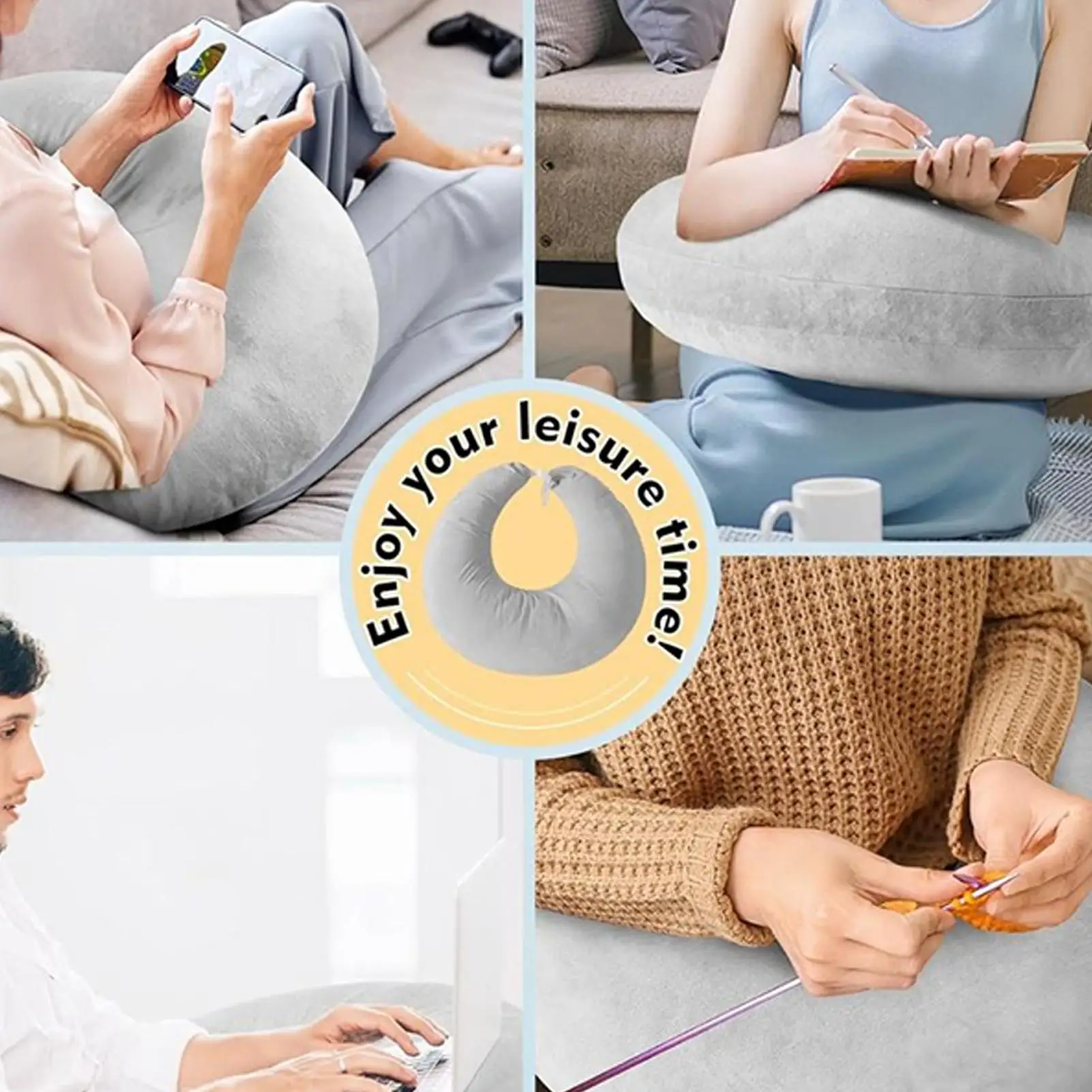 

Armrest Pillow Lap Pillow U-Shape Back Cushion for Reading Working Couch Bed Kids Adults Watching TV Crocheting Sofa Chair