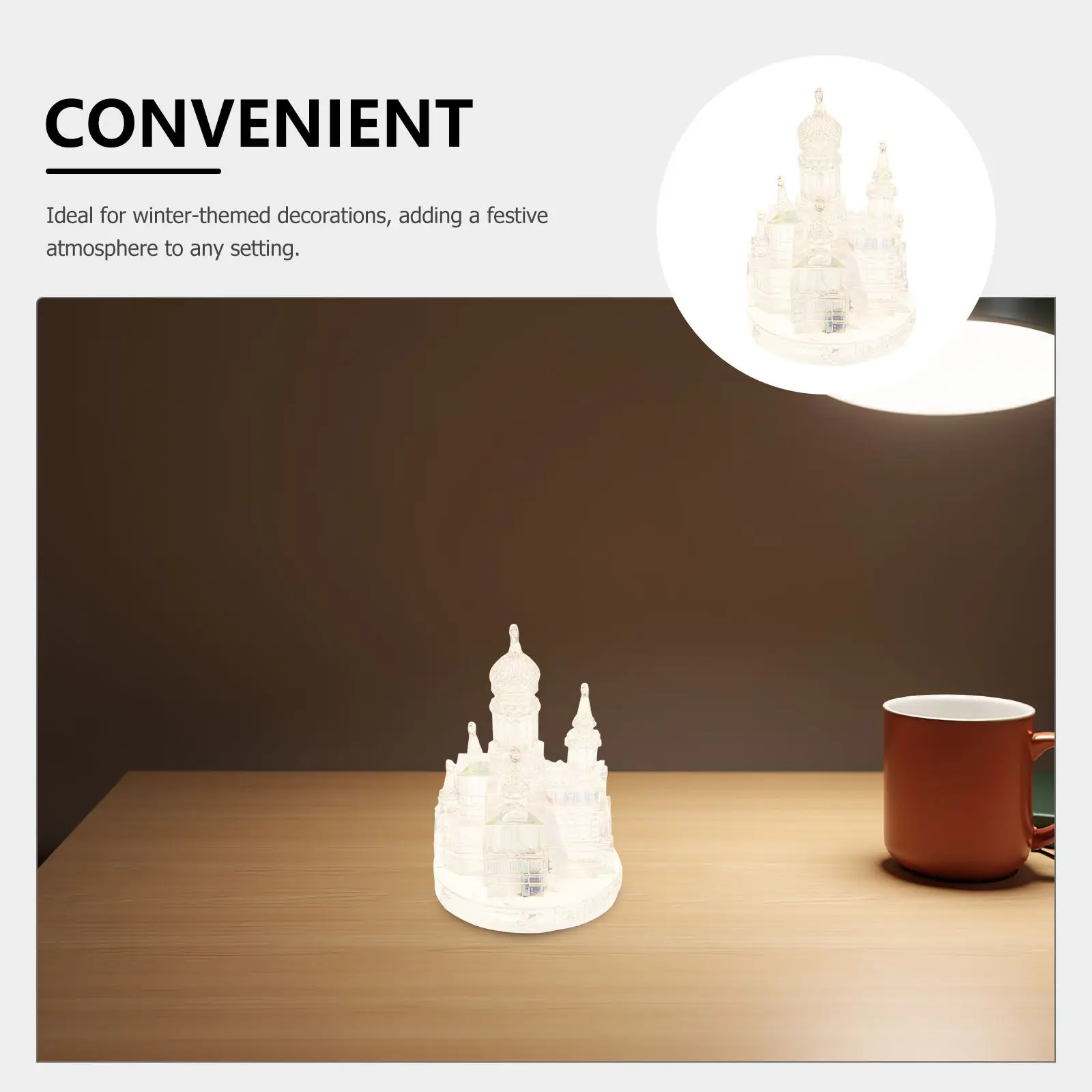 High Detail Inspired Cathedral Ice Sculpture Plastic Miniature Ornament for Festive Winter Decoration Desktop
