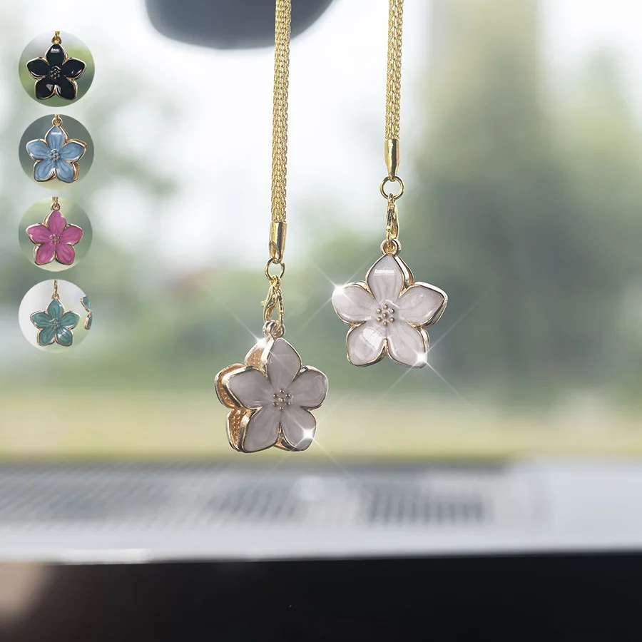 Double-sided Fresh Daisy Flower Car Rearview Mirror Decoration, Charming Flowers for Car Interior Decoration