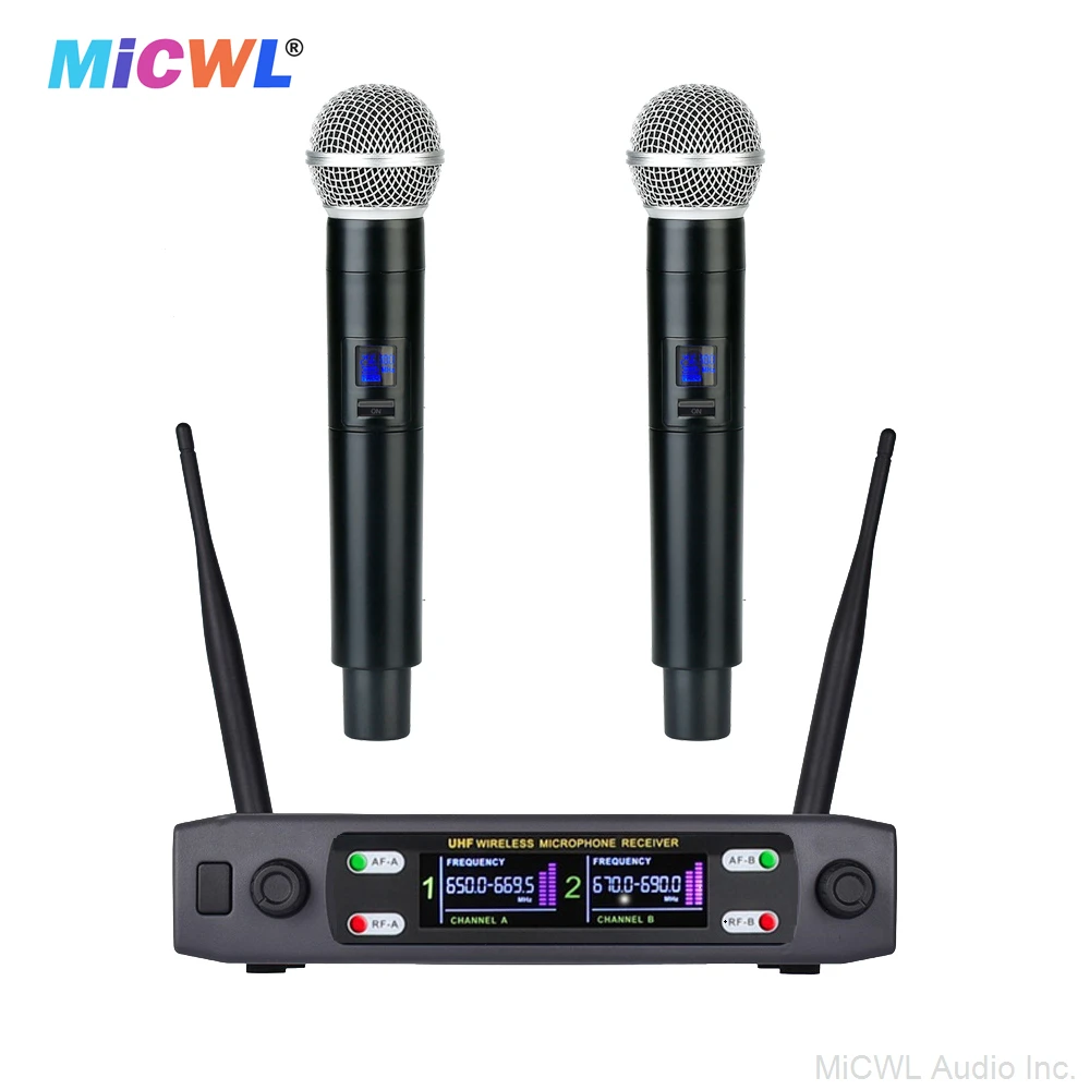 BLX28 고급 2 4 채널 VHF 무선 2 핸드 헬드 마이크 DJ 가라오케 무대 공연 노래 헤드셋 옷깃 시스템