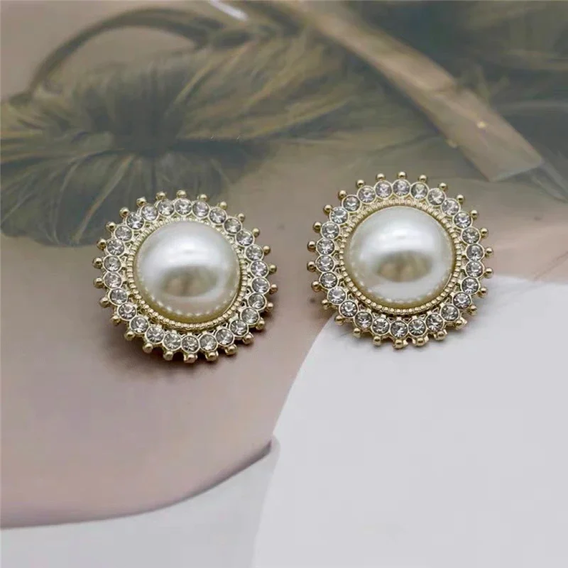 Bottoni con diamanti tempestati di perle per la decorazione di abbigliamento da donna, super belli, alla moda, di lusso, 10 pezzi, 20 mm, 25 mm