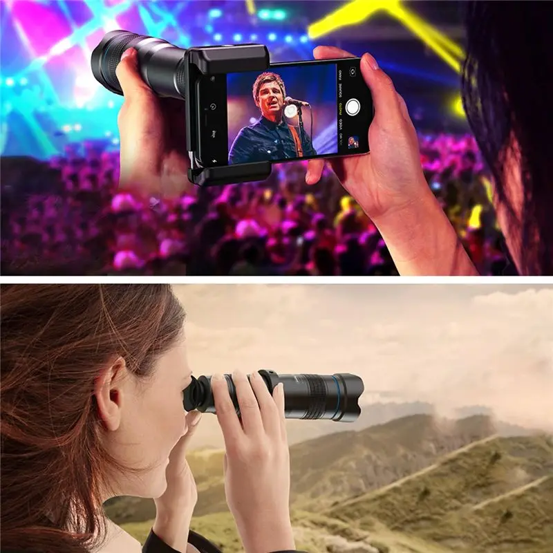 A14G External Telephoto Phone Camera Lens, 36X Optical Magnification Mobilephone Lens with Tripod and Phone Clip