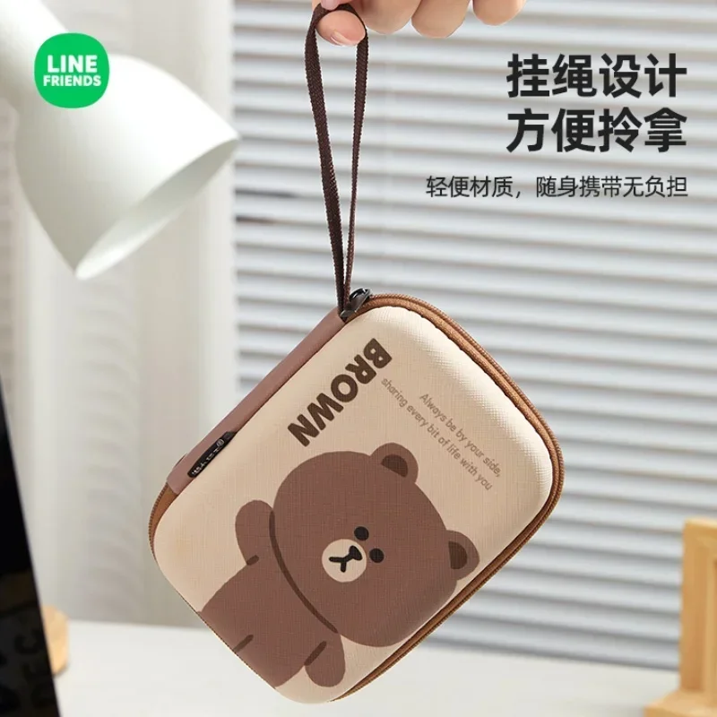 New Line Friends Brown Digital Accessories Data Cable Storage Bag Sally Portable Charger Headset Mobile Hard Drive Anti Fall Box