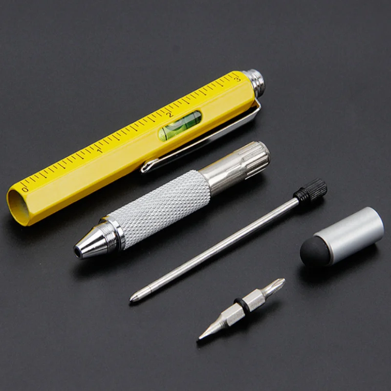 10pcs Metal creative scale ruler touch screen level screwdriver hexagonal 6-in-1 multifunctional tool pen