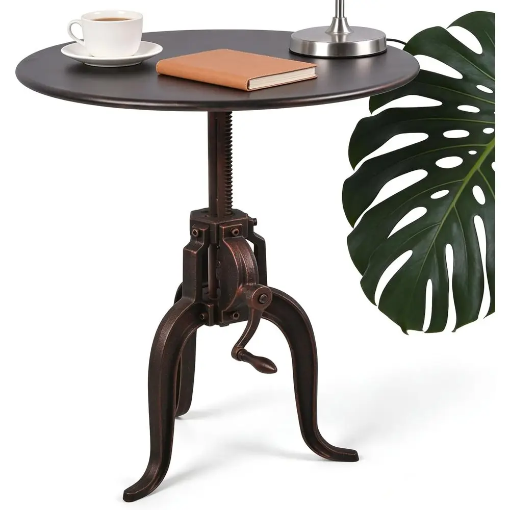 

Vintage Industrial Crank Table with Mechanical Inspired Hand - Accent Side Coee End Table or Home, Caé, Bistro, Pub, Bar or Dini