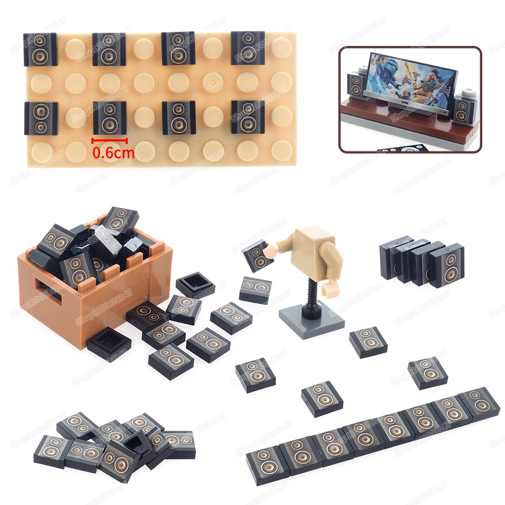 Mini tromba modello Building Block 3070 stampato nero Moc figure Ktv canto scene altoparlanti accessori modello giocattoli regalo per bambini